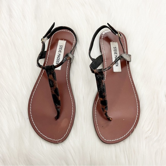 Steve Madden Leopard Print Thong Sandals - Picture 1 of 3
